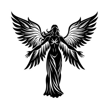 Graceful Angel Silhouette with Majestic Wings clipart