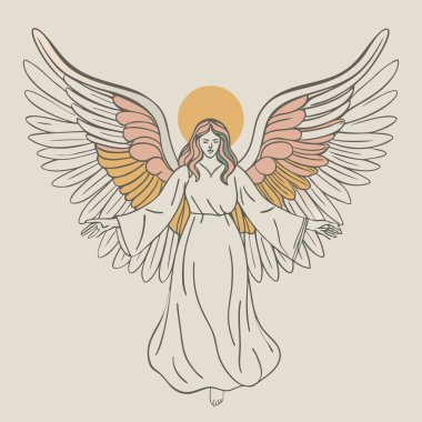 Graceful Angel Silhouette with Majestic Wings clipart