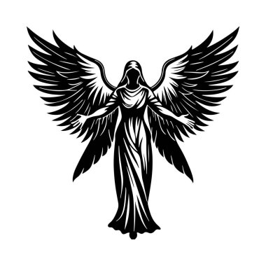 Graceful Angel Silhouette with Majestic Wings clipart