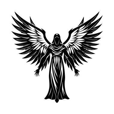 Graceful Angel Silhouette with Majestic Wings clipart