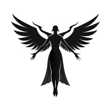 Graceful Angel Silhouette with Majestic Wings clipart