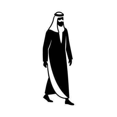 Minimalistic Silhouette of Arabian Man in Traditional Attire clipart