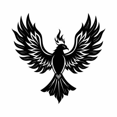 silhouetteof a phoenix, eagle with fire wings clipart