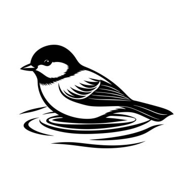 Black Capped Chickadee swimming clipart