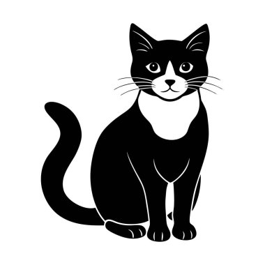 Playful Cat Silhouette in Sitting Pose for Pet-Themed Artistic and Design Projects clipart