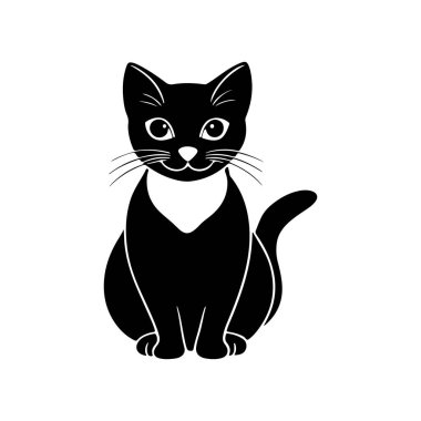 Playful Cat Silhouette in Sitting Pose for Pet-Themed Artistic and Design Projects clipart