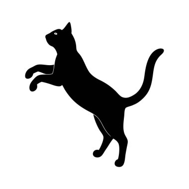 Silhouette of a Cat Jumping and running in Motion clipart