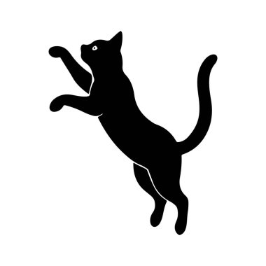 Silhouette of a Cat Jumping and running in Motion clipart