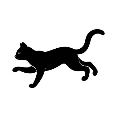 Silhouette of a Cat Jumping and running in Motion clipart