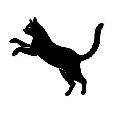 Silhouette of a Cat Jumping and running in Motion clipart