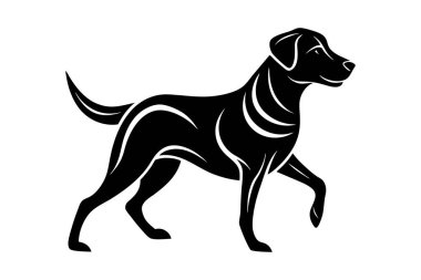 Silhouette of  a Labrador Retriever in a striking pose, such as running gracefully clipart