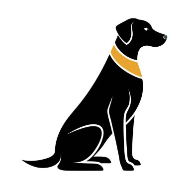 Silhouette of  a Labrador Retriever in a striking pose, such as Sitting attentively clipart