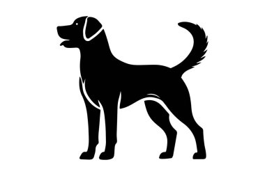 Minimalistic Labrador Retriever Silhouette Standing Alert with Wagging Tail clipart