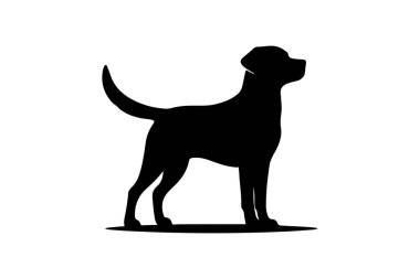 Minimalistic Labrador Retriever Silhouette Standing Alert with Wagging Tail clipart