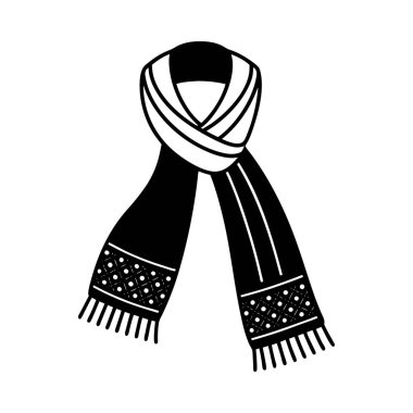 Elegant Flowing Scarf with Intricate Embroidery, Patterns on Sleeves and Hem. clipart