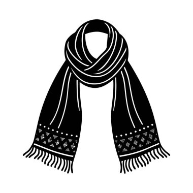 Elegant Flowing Scarf with Intricate Embroidery, Patterns on Sleeves and Hem. clipart