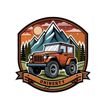 A hiking jeep with a mountain in the background clipart