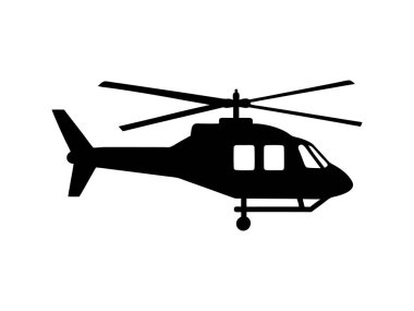 Helikopter Silüeti Simgesi Beyaz arkaplanda izole edildi