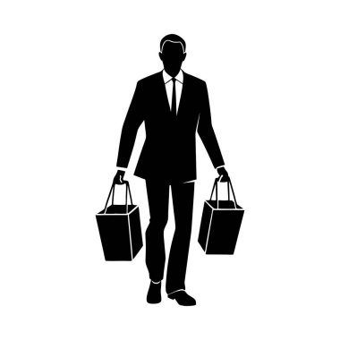 Silhouette of Man Shopping Vector