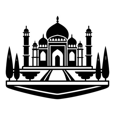  a grand mosque surrounded by a serene garden  clipart