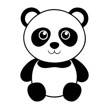 Cute Panda Silhouette Illustration with Transparent Background clipart