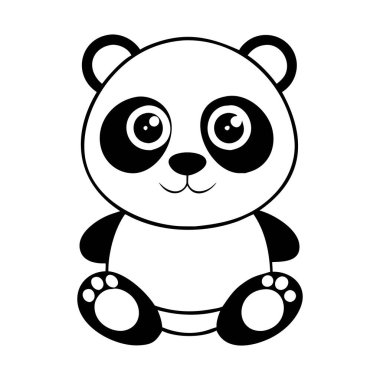 Cute Panda Silhouette Illustration with Transparent Background clipart