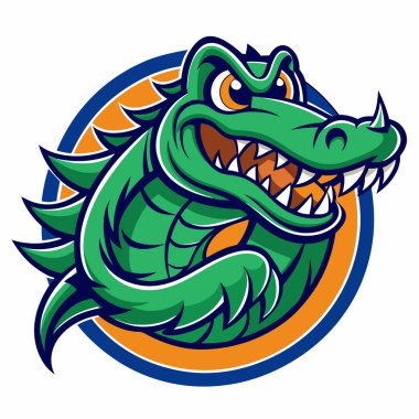 Fierce Green Crocodile Dragon Mascot Logo clipart