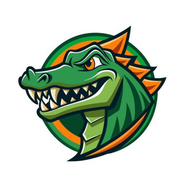 Fierce Green Crocodile Dragon Mascot Logo clipart