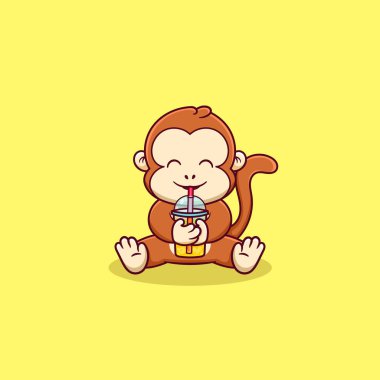 Bedava vektör şirin maymun meyve suyu