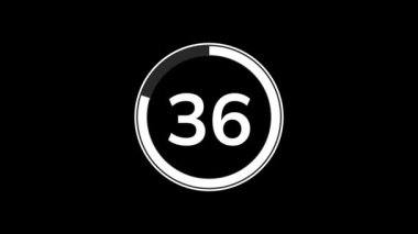 45 saniye geri sayım zamanlayıcısı basit düz beyaz daire göstergesi ile siyah arkaplan üzerinde canlandırma