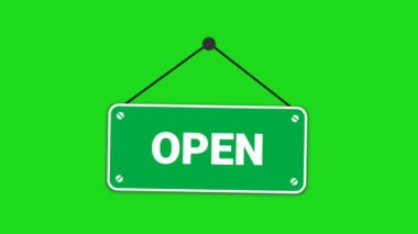 Küçük işletmeler, kafeler, dükkanlar ve müşterileri karşılayan restoranlar için yeşil ekrandaki animasyon açık tabelaları idealdir. Mağaza önü için hoş geldin konsepti.