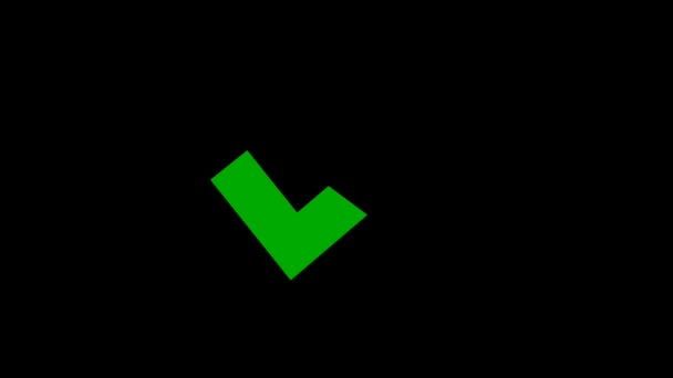 Animation Grünes Häkchen Tick Symbol Animation Auf Einem Schwarzen Bildschirm — Stockvideo