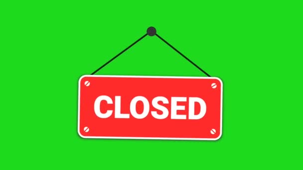 Animation Closed Sign Green Screen Suitable Business Concepts Store Closures — Stock Video