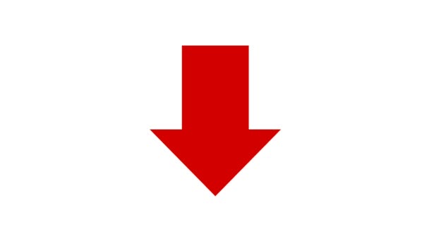 Animated Arrow Pointing Red Arrow White Screen — Stock Video