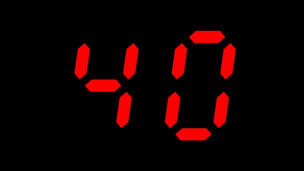 Sekunden Countdown Timer Digitale Animation Von Bis Sekunden Mit Roten — Stockvideo