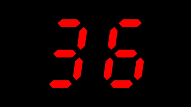 Sekunden Countdown Timer Digitale Animation Von Bis Sekunden Mit Roten — Stockvideo