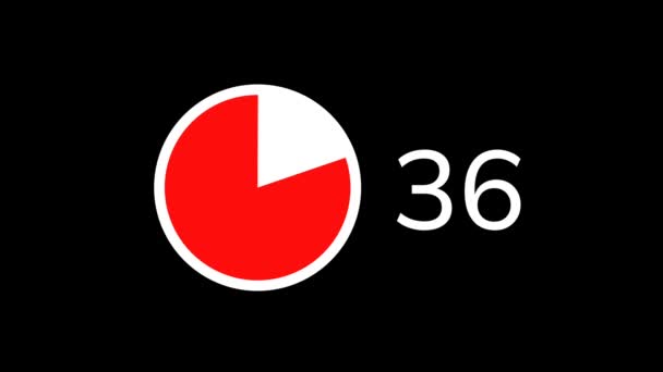 黒い背景で正確な円形のカウントダウンタイマーが付いている現代45秒カウントダウンタイマー — ストック動画