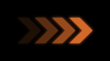 Sunumlar, yön kavramları, iş planları, finans raporları, web sitesi tasarımı ve pazarlama materyalleri için siyah arkaplan üzerine turuncu oklar animasyonu. Sembol canlandırması