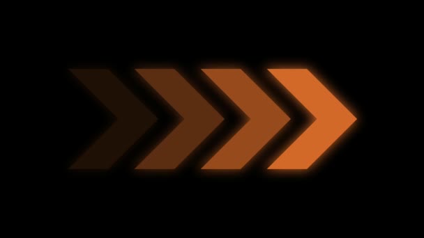 Orange Pfeile Animation Auf Schwarzem Hintergrund Für Präsentationen Richtungs Konzepte — Stockvideo