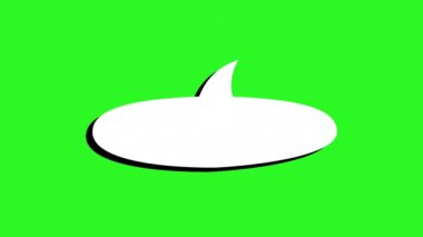 Toplumsal medya mesajları, reklamlar, sunumlar, iletişim kavramları için mükemmel yeşil arkaplan üzerine siyah hatları olan animasyon beyaz konuşma balonu. Metin için canlandırılmış konuşma baloncukları