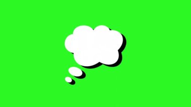 Toplumsal medya mesajları, reklamlar, sunumlar, iletişim kavramları için mükemmel yeşil arkaplan üzerine siyah hatları olan animasyon beyaz konuşma balonu. Metin için canlandırılmış konuşma baloncukları