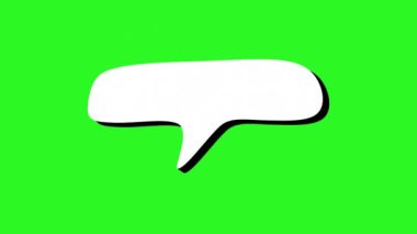 Toplumsal medya mesajları, reklamlar, sunumlar, iletişim kavramları için mükemmel yeşil arkaplan üzerine siyah hatları olan animasyon beyaz konuşma balonu. Metin için canlandırılmış konuşma baloncukları