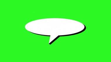 Toplumsal medya mesajları, reklamlar, sunumlar, iletişim kavramları için mükemmel yeşil arkaplan üzerine siyah hatları olan animasyon beyaz konuşma balonu. Metin için canlandırılmış konuşma baloncukları