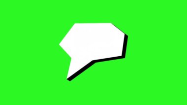 Toplumsal medya mesajları, reklamlar, sunumlar, iletişim kavramları için mükemmel yeşil arkaplan üzerine siyah hatları olan animasyon beyaz konuşma balonu. Metin için canlandırılmış konuşma baloncukları