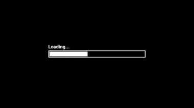 Web sitesi, teknoloji kavramları, yazılım geliştirme, ilerleme göstergesi grafikleri, yükleme kavramları ve tamamlanmak üzere olan ilerleme çubuğu için siyah beyaz arkaplan üzerine çubuk animasyonu yükleniyor