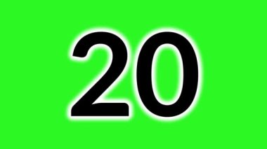 25 saniye geri sayım zamanı animasyon siyah numarası yeşil ekranda 25 saniyeden 0 saniyeye kadar. Siyah rakamlı yeşil arkaplan