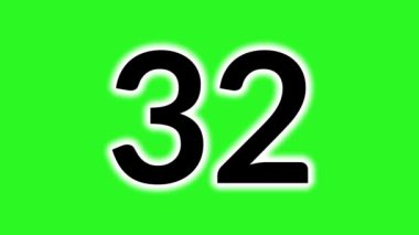 40 saniye geri sayım zamanı animasyon siyah numarası yeşil ekranda 40 saniyeden 0 saniyeye kadar. Siyah rakamlı yeşil arkaplan