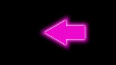 Sosyal medya gönderileri, web sitesi afişleri ve yön işaretleme projeleri için uygun siyah arkaplan üzerinde sol animasyonu gösteren pembe neon ok