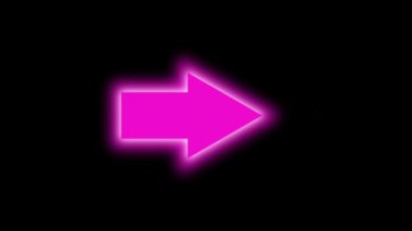 Pembe parıldayan ok, doğrudan dikkat çekmek için web tasarımı, sunumlar ve dijital pazarlama materyalleri için ideal kara arkaplan üzerindeki sağ animasyonu gösteriyor.