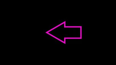 Siyah arkaplan üzerinde sol animasyonu gösteren pembe ok ana hatları yön işareti, navigasyon kavramları için uygundur